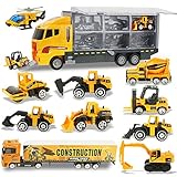 Jenilily LKW Spielzeug Auto Set Autotransporter Spielzeugauto Baustelle Bagger Spielzeug...