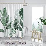 WONGS BEDDING Duschvorhang 120x180 Anti-Schimmel Shower Curtains grüne Blätter Pflanzen...