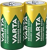 VARTA Batterien C Baby, wiederaufladbar, Recharge Accu Power, Akku, 3000 mAh Ni-MH, ohne...