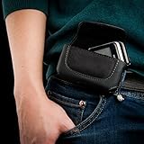 Schwarz Leder Quertasche Schutz Gürtelclip Holster Kompatibel mit Nokia C2-05,...