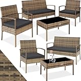 tectake® Poly Rattan Gartenmöbel wetterfest, Gartenset mit 2X Sessel, 1x...