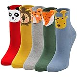 LOFIR Kinder Socken Mädchen Jungen Motiv Strümpfe aus Baumwolle Witzige Kindersocken...