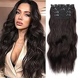 Clip in Extensions 50cm Braun 4 Teiliges Set 200g wie Echthaar Haarverlängerung...