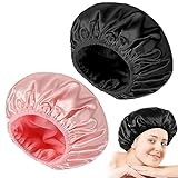 Apricitie 2 Stück Duschhaube Damen Wasserdichte Haar Haube Shower Cap Extra-große...