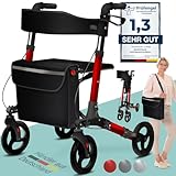 maxVitalis Rollator faltbar und leicht mit Sitz, Leichtgewicht-Reiserollator aus...