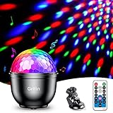 Discokugel, Gritin Wiederaufladbar 360° Drehbares Musik Activated LED Party...