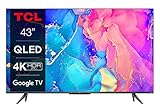 TCL 43C639 43 Zoll (108cm) QLED Fernseher, 4K UHD, Smart TV, Google TV, HDR Premium, 60Hz...