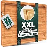 Loco Bird Schneidebrett Holz 45x30x2cm – Großes Holzbrett aus Bambus für die Küche,...