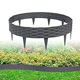 ACXIN 10m Rasenkante Beeteinfassung Gartenpalisade in Rattan-Optik mit 10...