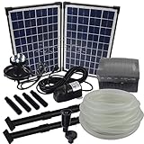 Agora-Tec® at-Solar Bachlaufpumpen - Set 20W-BLH mit Akku und 6- Fach LED Ring inklusive...