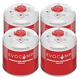 EVOCAMP 4X Propan Butan Gaskartuschen 450g einsetzbar für Weber Grills Q100/1000-Serien,...