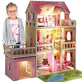 Kinderplay Puppenhaus Holz Gross, Puppenvilla - Barbie Traumvilla, Barbie Puppenhaus, Led...