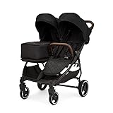 Ickle Bubba Venus Prime Doppel-Kinderwagen – Schwarz mit hellbraunen Griffen