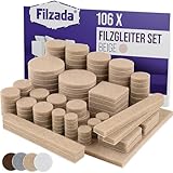 Filzada® Filzgleiter Selbstklebend Set 106 Stück (Eckig und Rund) - Beige - Profi...