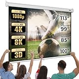 Jago® Leinwand Beamer - 1:1, 4:3, 16:9, HD 4K 3D, Manuell Ausziehbar, mit/ohne Stativ -...