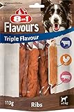 8in1 Triple Flavour Ribs Kaustangen für Hunde - Kausnacks mit extra viel Fleisch, 113g...