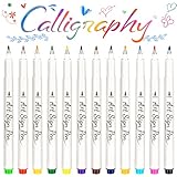 AOSUCO 12 Farben Kalligraphie Stifte Set, Handlettering Starter Set, Brush Pen...