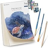 CreaTek Aquarellpapier A4 300g mit 30 Blatt [ Premium Qualität für brillante Aquarelle ]...