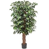 Ficus Benjamini Kunstpflanze, Künstliche Pflanzen Groß, Kunstbaum 130 cm hoch...