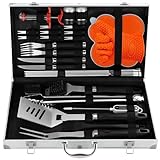 N NOBLE FAMILY Grill Zubehör Set mit Rutschfestem Griff - Tragbares Grillet...