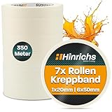 Hinrichs Kreppband 7x - Abklebeband 6 Rollen 50m x 30mm + 1 Rolle 50m x 20mm -...