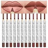 Lippenkonturenstift-Set, 12 Farben Matte Lip Liner, Natürliches, langlebiges Make-up,...