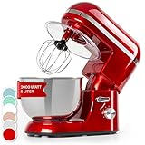 Klarstein Bella Elegance Küchenmaschine - 1300 W/1,7 PS Knetmaschine, Rührmaschine mit...