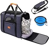 Katzen Transportbox, Tragbare Atmungsaktive Reisetasche für Katze und Kleine Hunde von 15...