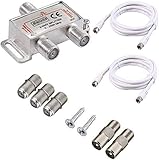 RUNCCI-YUN 2-Fach TV Radio F-Stecker Adapter Kabel Antennen Verteiler SAT Splitter Metall...