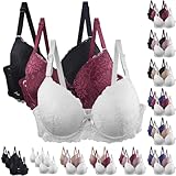 XCXC 3er-Pack Damen BH mit Bügel Push Up BH Spitzen BH Frauen Weich Bequemer Sexy...