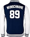 EZYshirt® Damen Herren Kinder College Jacke Athletic mit Wunschnamen und Wunschnummer |...