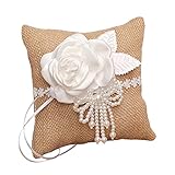 FYBlossom Hochzeit Ringkissen, Blumenkörbe Für Hochzeit, Vintage Jute Spitze Blumen...