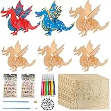 RUIJIE 6 Stück DIY Holz Bastelset Dinosaurier für Kinder Holzbastelsets zum...