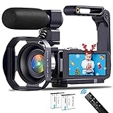 Videokamera 4K Camcorder 60FPS WIFI Full HD 48MP Webcam IR Nachtsicht Vlogging...