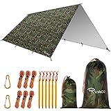 Ryaco Tarp 3x4 m Wasserdicht Zeltplane Ultraleicht mit ösen + 6 Erdnägel + 6 Seilen,...