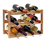 Relaxdays klein, Flaschenregal 12 Flaschen Wein, H x B x T: 28 x 21 x 42 cm,...