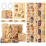 Geschenkpapier Set 5 Rollen, Ambesty 3m x 43 cm Geschenkpapier Geburtstag und 2...