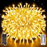 Ollny Lichterkette außen 20m 200LED, Lichterkette Strom mit Fernbedienung und Timer, 8...