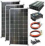 solartronics Komplettset 3x130 Watt Solarmodul 1500 Watt Wandler Laderegler...