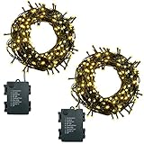 Lichterkette Batterie 2stk 100LEDs 10m LED Lichterkette Außen und Innen mit Timer, 8 Modi...