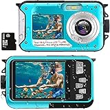 Unterwasserkamera Full HD 2.7K 48MP 10FT Kamera Wasserdicht Dual Screen 16X Digital Zoom...