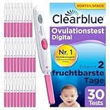 Clearblue Kinderwunsch Ovulationstest Kit Digital, 30 Tests + 1 digitale Testhalterung,...