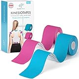 Health Press® Kinesiotapes - 2 Kinesiologie Tape Rollen Blau + Rosa (5cm x 5m)...