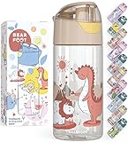 BEARFOOT Trinkflasche Kinder 450ml, leichte Tritan Wasserflasche, BPA frei, auslaufsicher,...