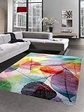 CARPETIA Teppich modern Designerteppich Blätter Laub bunt Größe 120x170 cm