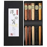 Rpanle Japanische EssstäBchen 5 Pairs EssstäBchen Holz Wiederverwendbare Natürliche...