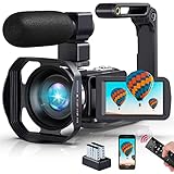 DNNAL Videokamera 4K 60FPS 48MP 18X Camcorder 3,0'' HD Touchscreen für YouTube IR...