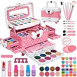 Kinderschminke Set Schminkkoffer Mädchen - 55Pcs Waschbar Schminke Kinder Make Up Set,...