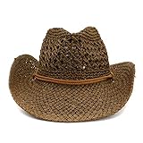 XLDYM Cowboy Handgefertigter Strohhut Topper Damen Sommer Sonnenhut Herren Hohl Strand...