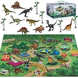 TEMI Dinosaurier Spielzeugfigur mit Aktivität Spielmatte & Bäume, pädagogisch...